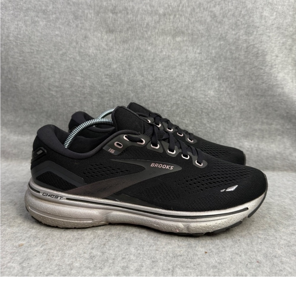 Brooks Ghost 15 Black and Silver Sneakers